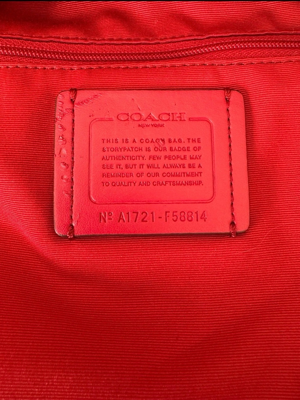 Coach Bright Red Nylon Drawstring Backpack with Front Pockets - Picture 5 of 12